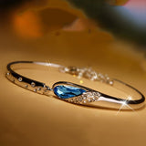 Water Drop Blue Zircon Bracelet Link Chain Women Wedding Jewelry