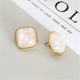 Square Resin stud Earrings 14K Gold Wedding Women Jewelry