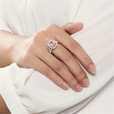 Natural Pink Spinel Gemstone Ring 925 Sterling Silver Women's Wedding Jewelry