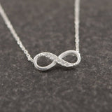 Shiny Infinity Silver Pendant Necklace Long Link Chain For Women Jewelry