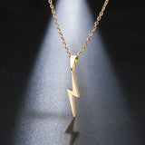 Unique Lightning Pendant Necklace Yellow Gold Link Chain Women's Jewelry