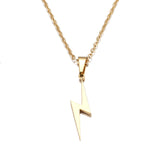 Unique Lightning Pendant Necklace Yellow Gold Link Chain Women's Jewelry