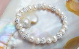 Natural Freshwater White Pearl Bracelet Bangles Women's Luxurious Party Jewelry