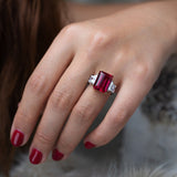 Vintage Ruby Red Gemstone Ring 925 Silver Women's Wedding Jewelry