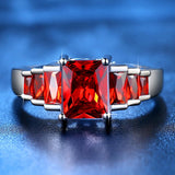 Natural Red AAA Cubic Zirconia Ring 925 Sterling Silver Women's Engagement Jewel