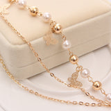 Butterfly Silver Charm Bracelet Multi Layer Chain Women Wedding Jewelry