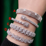 Stackable Bangle Silver Bracelet Cuff For Women Wedding Jewelry