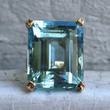 Vintage Aquamarine Gemstone Ring 14K Gold Women's Engagement Jewelry