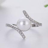 Twist Crystal White Pearl Ring for Women Wedding Engagement Jewelry