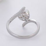 Twist Crystal White Pearl Ring for Women Wedding Engagement Jewelry