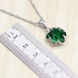 Vintage Green Zirconia Earrings Ring Pendant Necklace Silver 925 Jewelry Set Wedding Jewelry Sets