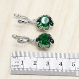 Vintage Green Zirconia Earrings Ring Pendant Necklace Silver 925 Jewelry Set Wedding Jewelry Sets