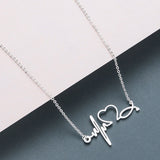 Heartbeat Yellow Gold Pendant Necklace Women Wedding Jewelry