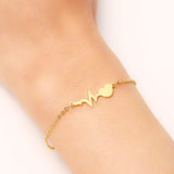 Unique Link Chain Bracelet 14K Yellow Gold Women Engagement Jewelry