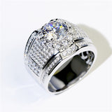 Real 925 Sterling Silver Big Zircon Stone Ring Women's Wedding Engagement Jewelry