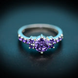 Purple Alexandrite Ring 925 Silver Color Change Women's Jewelry