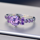 Purple Alexandrite Ring 925 Silver Color Change Women's Jewelry