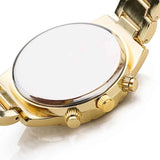 Gemstone Yellow Gold Watch Women's Silver Quartz WristWatch Anolog Bracelet