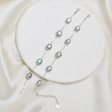 Natural Freshwater Baroque Pearl Bracelet  Genuine 925 Sterling Silver Women's Link Chain Jewelry