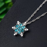 Blue Aquamarine Pendant Necklace Flower For Women Party Silver Jewelry