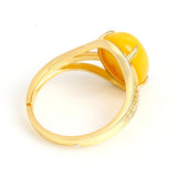 Natural Yellow Amber Ring Adjustable 14K Yellow Gold Women's Engagement Jewelry