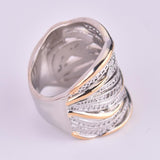 TwoTone Engagement Zircon Ring Women Wedding Jewelry