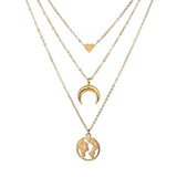 Double-layer Pendant Necklace 14kt Retro Gold Women's Wedding Jewelry