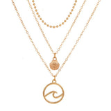 Double-layer Pendant Necklace 14kt Retro Gold Women's Wedding Jewelry