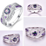 Princess Purple Gemstone Ring 925 Silver Women's Engagement Jewelry