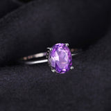 Natural Purple Amethyst Ring 925 Sterling Silver Women's Engagement Gemstone Jewelry