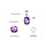 Natural Amethyst Gemstone Pendant Necklace 925 Sterling Silver Women's Jewelry