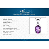 Natural Amethyst Gemstone Pendant Necklace 925 Sterling Silver Women's Jewelry