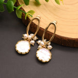 Fresh Water Baroque Pearl Dangle Earrings Women's Wedding Jewelry