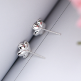 Flower Pink Zircon Stud Earrings 925 Sterling Silver For Women Jewelry