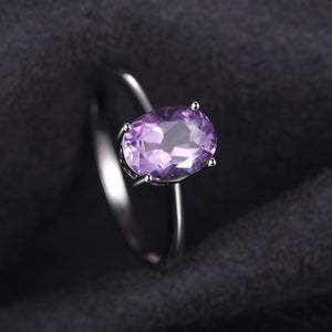 Natural Purple Amethyst Ring 925 Sterling Silver Women's Engagement Gemstone Jewelry