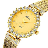 Luxury Quartz Wristwatch Bracelet Diamond 18K Yellow Gold For Women