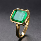 Natural Vintage Emerald Ring 18K Yellow Gold Women's Wedding Bridal Jewelry