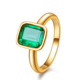 Natural Vintage Emerald Ring 18K Yellow Gold Women's Wedding Bridal Jewelry