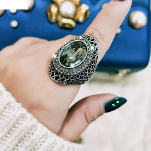 Dark Oval Zircon Stone Ring Women Wedding Jewelry