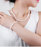 Natural FreshWater Pearl Jewelry Set Women's Necklace Earrings Bracelet Ring Party