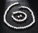 Natural FreshWater Pearl Jewelry Set Women's Necklace Earrings Bracelet Ring Party