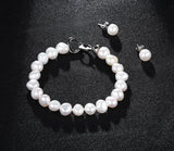 Natural FreshWater Pearl Jewelry Set Women's Necklace Earrings Bracelet Ring Party