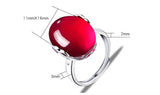 Vintage Genuine Red Ruby Ring 925 Sterling Silver Jewelry Women's Wedding Ring