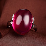 Vintage Genuine Red Ruby Ring 925 Sterling Silver Jewelry Women's Wedding Ring