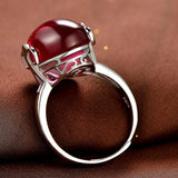 Vintage Genuine Red Ruby Ring 925 Sterling Silver Jewelry Women's Wedding Ring