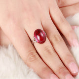 Vintage Genuine Red Ruby Ring 925 Sterling Silver Jewelry Women's Wedding Ring