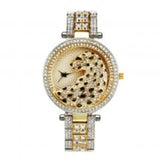 Casual Diamond Watch Leopard Women Quartz Watch 14K Gold Clock Jewelry