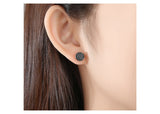 Vintage Black Gemstone Stud Earrings 14k Rose Gold Women's Party Jewelry