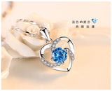 Natural CZ Heart Pendant Choker Necklace 925 Sterling Silver Chain Women Jewelry