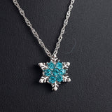 Blue Aquamarine Pendant Necklace Flower For Women Party Silver Jewelry